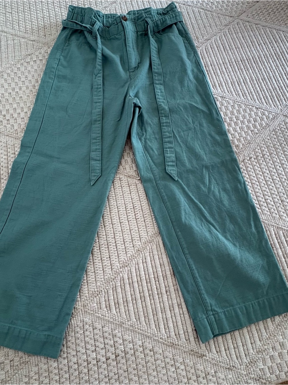 Womens JCrew Teal Wide-Leg Tie-Waist Pants
